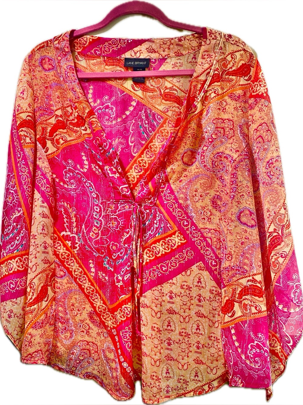 Women’s paisley metallic fiber sheer blouse size 14/16